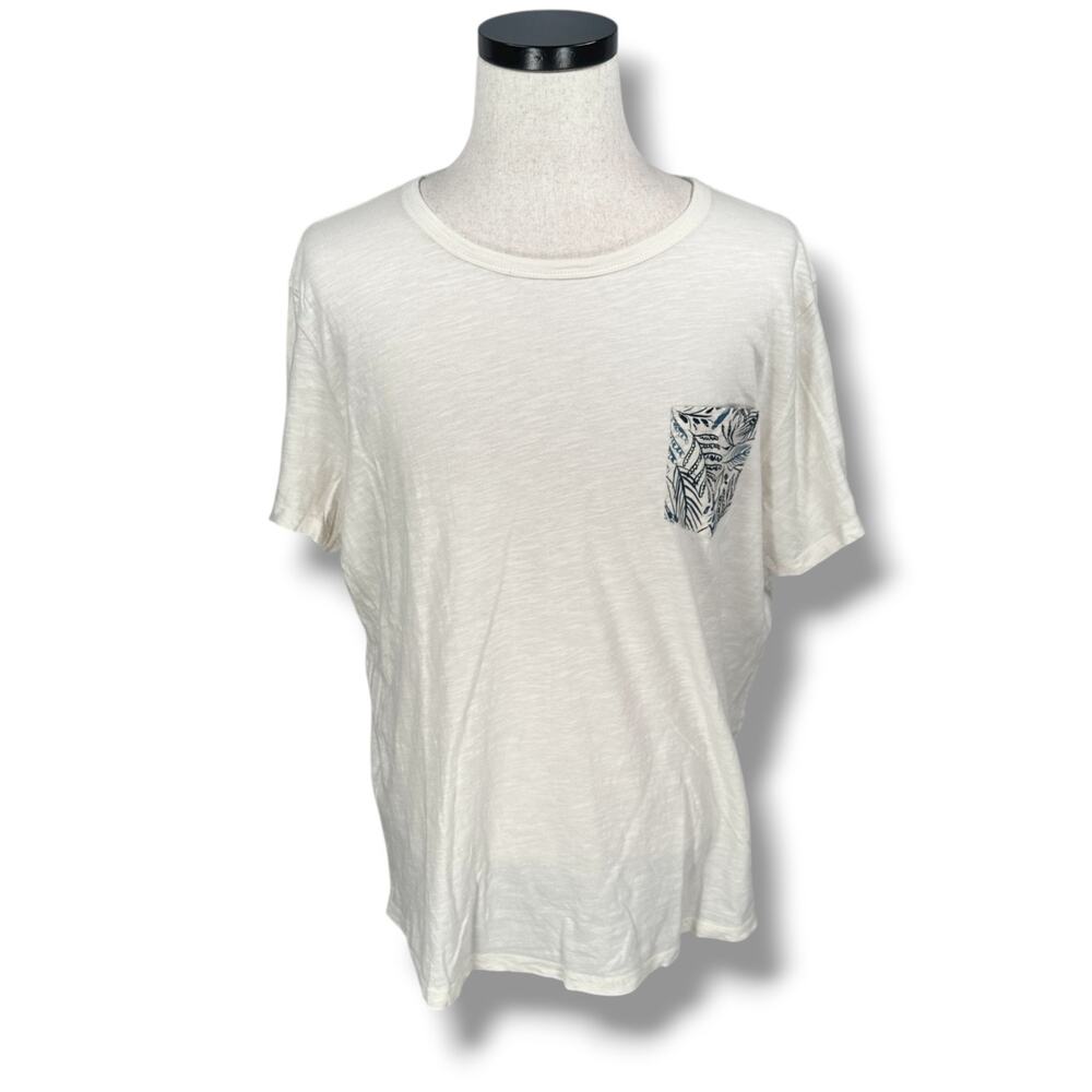 Marine Layer T-Shirt Men’s Large Heathered‎ Cream Graphic Short Sleeve Pullover